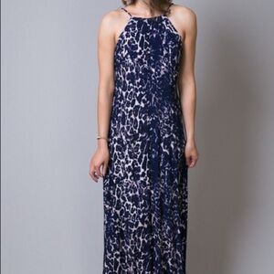 Tigerlily Jumeaux purple leopard strappy maxi dress womens spaghetti open back